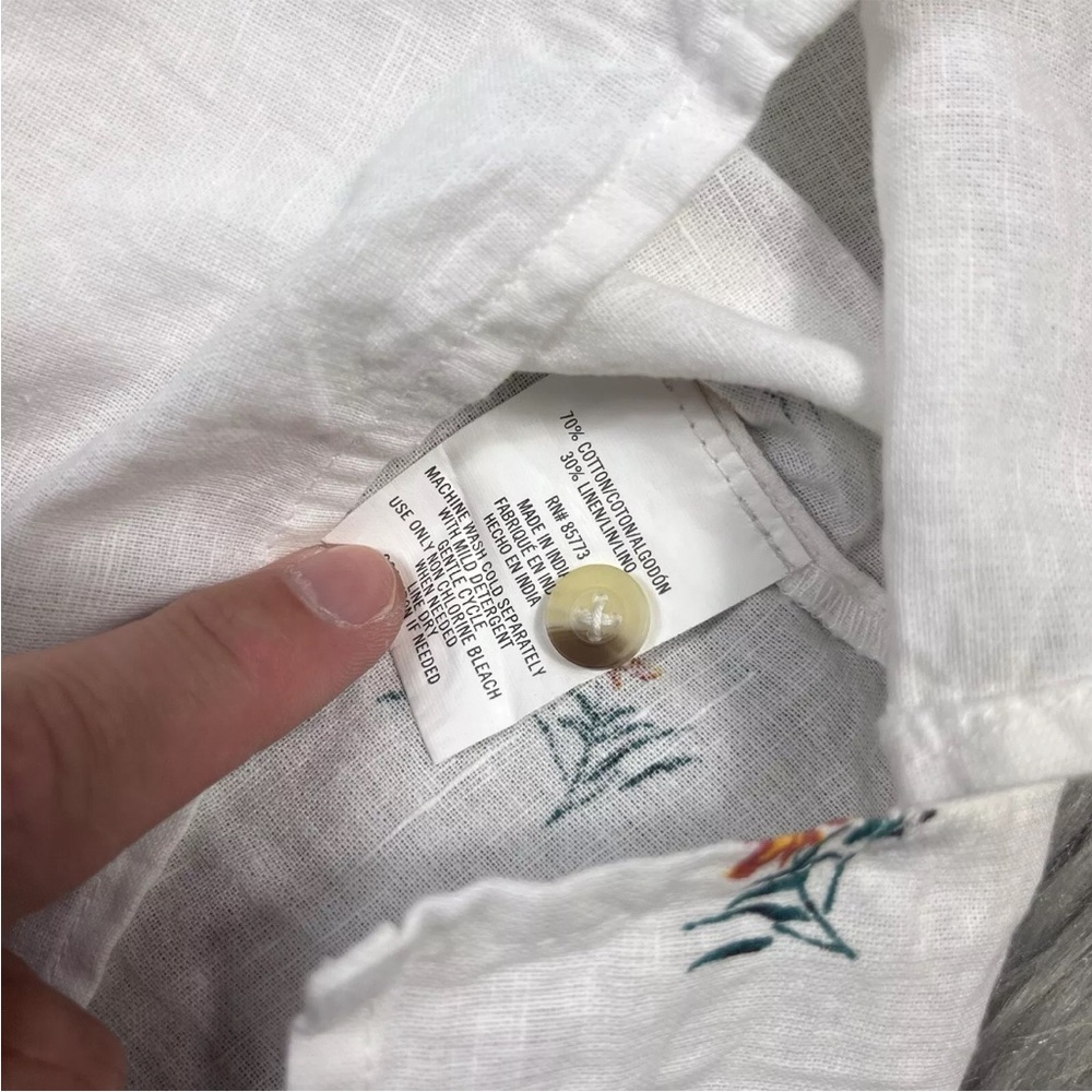 O’Neill Girls Floral Button Up Linen Blend Shirt XXS - Picture 7 of 7